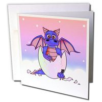 Purple Baby Dragon in Cracked Egg - Greeting Cards, 6 x 6 inches, set of 12 (gc_25409_2)