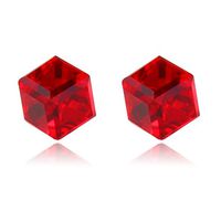 Lottoy 1 Pairs Weight Loss Magnetic Water Cube Ear Stud for Women Girls Health Magnet (Red)