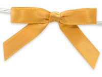 GOLD 2" Pre-Tied Satin Bowswith 4-1/2" Twist Ties~ 3/8" ribbon 20 unit, 12 pack per unit.