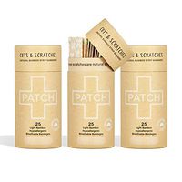 PATCH Eco-Friendly Organic Bamboo Bandage Strips for Cuts & Scratches Hypoallergenic Wound Care for Sensitive Skin Compostable & Biodegradable Latex Free Plastic Free Zero Waste, Natural, 25ct (3pack)