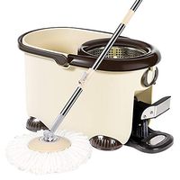 Broom and Dustpan With Long Handle Telescopic Upri Four Drive Micro Fiber Mop Set 360 Degree Rotating Stainless Steel Plastic Cleaning Dust Mop Bucket Two Dry Mop Head Is Suitable For Indoor Outdoor K
