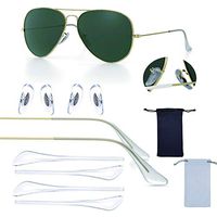 BEHLINE 2 Pairs Replacement Temple Tips,2 Pairs Nose Pads Nose Piece for Ray-Ban Aviator RB3025 3026 Sunglasses,Repair Kit,with 2 Glasses Storage Bags (2 Pairs-Clear)