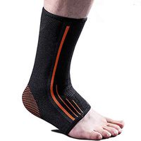 Beister 1 Pair Ankle Brace Compression Support Sleeve for Women and Men, Elastic Sprain Plantar Fasciitis Foot Socks for Injury Recovery, Joint Pain, Achilles Tendon, Heel Spurs, Black & Orange, Large