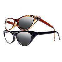 Womens Cat Eye Transition Photochromic Progressive Multifocal Diamonds Reading Glasses UV400 Sunglasses (ALL2COLOR, 1.00)