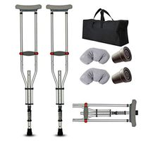 MYJZY Folding Underarm Adult Crutches with Damping Spring,Comfortable Medical Crutch with Double Shock Absorber,Height Adjustable, Aluminum Alloy