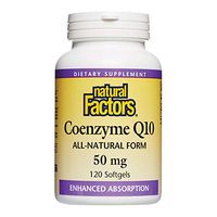 Natural Factors, Coenzyme Q10 50mg, CoQ10 Supplement for Energy, Heart and Antioxidant Support, Gluten Free, 120 softgels (120 servings)