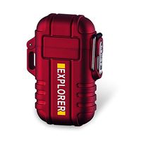 Dual Arc Lighter Double Arc Plasma USB Lighter Rechargeable Flameless Waterproof Stormproof Windproof Mini Electric Lighter for Cigar Candle Cigarette Pipe Sport Outdoor(Red)