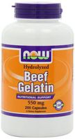 Now Foods Beef Gelatin 550mg, Hydrolyzed, Capsules, 200-Count (Pack of 3)