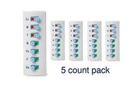 Easy Pill Tracker and Reminder System by Take-n-Slide Package of 5 Reusable Strips | Attach to Your Bottle 7 Day Weekly Organizer| Pet Medicine/Vitamin AM/PM | Arthritis Friendly | Use for Travel