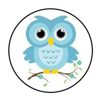HotSaleStore Sticker Seals 48 Cute Blue OWL Envelope Seals Labels Stickers 1.2" Round