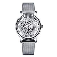 Fxbar, Men's Stainless Steel Business Wristwatch Milanese Mesh Band Analog Wrist Watch Dress Watch(Silver)