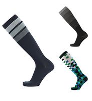 Knee High Compression Socks for Men & Women - Graduated 20-30 mmHg - Great for Athletes, Nurses, Maternity - Boosts Circulation & Recovery (S/M (Women 5.5-8.5; Men 5-9) [1 Pair], Blue/Gray Stripes)