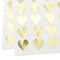 Gold Foil Heart Stickers by Once Upon Supplies, Heart Shape Labels for Labeling and Decorating Wedding, Bridal Shower and Birthday Party Favors and Sealing Envelopes, 48 Stickers