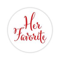 Her Favorite Wedding Stickers, Choose Your Colors, Wedding Favor Stickers (Red on Matte - Her Favorite)(403-RD)