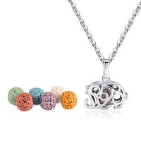 Elephant Essential Oil Aromatherapy Diffuser Necklace Lava Stone Diffuser Necklace pendant with Adjustable 24" Chain and 6 Lava Beads Gift Set