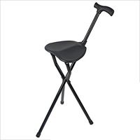 WYMNAME Folding cane seat,Cane stool Old people Aluminum alloy Multifunction Three feet Hand battle Hiking chair-A