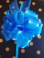 POSHNPRETTY 6" Arabesque Sheer Ribbon w/Satin Edge Pull Bow 18 Loops by 1.5" - Packs of 12 (Royal Blue)