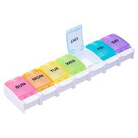 Anasu Weekly Pill Organizer,Travel 7 Day Pill Box Medicine Tablet Dispenser Organizer Weekly Storage Case for Pills/Vitamin/Fish Oil/Supplements (Multicolor)