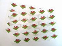 Minilabel Pack Of 50 , Heart Shape 35X23mm , Wales Self-Stick Flag Stickers Welsh Dragon Self-Adhesive Labels