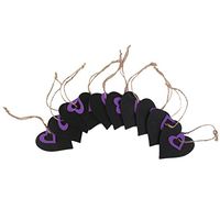 Pixnor 10pcs Mini Price Tag Heart Shape Hanging Wooden Blackboard Gift （Purple）