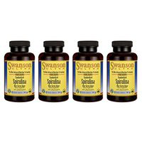 Swanson Std Spirulina Blue-Green Algae 10% Phycocyanin 500 Milligrams 90 Veg Capsules (4 Pack)