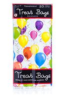 Jacent Birthday Balloons Treat Bags with Twist Ties, 11.5" x 5" - 20 Bags per Pack, 1-Pack