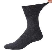 Men's Diabetic Cotton Socks, Forcool Non-Binding Loose Top & Seamless Toe Heel Crew Socks, 1 Pair Dark Gray X-Large