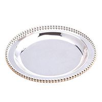 QTKJ Round Heavy Metal Charger Plate Cake Plates Metal Wedding Birthday Party Dish Cupcake Plates (25CM Silver)