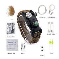 Zywtrade Multifunctional Outdoor Compass Fishing Bag Flint Bracelet Emergency Survival Survival Equipment LED Lights Umbrella Rope Bracelet Self-Help Equipment Set Bracel