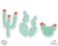 GT Graphics Set of 3 Cute Cacti Cactus Trendy Cute - 7" Each Vinyl Stickers - for Car Laptop I-Pad - Waterproof Decals