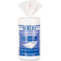 Scrubs 98528 Glass Cleaner Wipes, 6 x 10 1/2, White, 90 Canister/Pack, 6 Cans/Carton