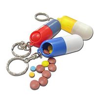 YENJO 1Pcs Portable Capsule Shaped Medicine Case Drug Container Key Chain Travel Pill Box Pill Cases