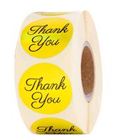 Thank you stickers Roll - Bulk 1000 Gold label Stickers - Large Round 1.5 inch size stickers-Bridal and Baby showers wedding favors-Personal and Business use - Thanks