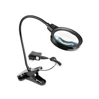 10x LED Desktop Clip Magnifier, Hd 10x Magnifying Glass 75mm Large Lens with USB Cable for The Elderly，Students Ideal Reading Small Prints Newspaper Learning Map LIXFDJ Vision Assisted Magnification