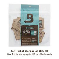 Boveda for Herbal Storage | 62% RH Humidity Control Pack | Size XSmall for Use with Up to 1/8 Ounce (3.5 Grams) | 20-Count Resealable Bag
