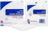 AMZ Medical Type VII Gauze Sponges 4" x 4". Pack of 50 12-ply Gauze Dressings for Wound Cleaning, prepping, debriding, Packing. Sterile, 100% Cotton, Latex-Free.