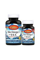 Carlson - Elite Omega-3 Plus D & K, 700 mg Omega-3s + D3 & K2, Cardiovascular Function, Bone Health & Immune Support, Lemon, 60+30 Soft Gels