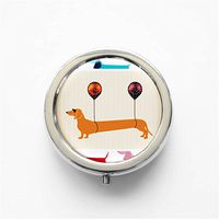 RhyNSky Dog Dachshund Puppy Wiener Dog Cute Animal Mini Portable Pocket Purse Pill Box Case Pillbox, 3 Compartments, Silvery, 52