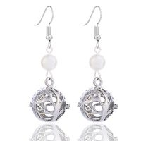 GIONO Tree of Life Pearl Openable Aromatherapy Essential Oil Diffuser Locket Lava Stone Earring Set