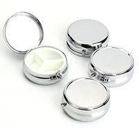 Bekith Silver Pill Box Medicine Case for Pocket or Purse, Set of 4