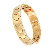 TMISHION Magnetic Bracelet,Fashionable Jewelry Titanium Energy Bangle, Men Health Care Bracelet for Body Adjustment(Gold)