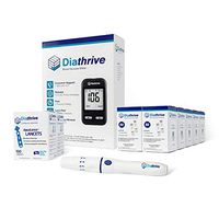 Diathrive Blood Glucose Monitoring Kit – Diathrive Blood Glucose Meter, 500 Blood Test Strips, 1 Lancing Device, 30 Gauge Lancets-200 Count, Control Solution, Logbook, and Carrying Case