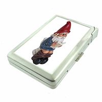Gnomes Garden Decor D7 Cigarette Case Lighter Smoking King Size Cigarettes Silver Metal Wallet 4" X 2.75" RFID Protection