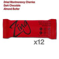 Zing Plant-Based Protein Bar | Dark Chocolate Cherry Almond, 12 Count | Montmorency Cherries | 11g Protein and 9g Fiber | Vegan, Gluten-Free, Non-GMO | Created by Professional Nutritionists