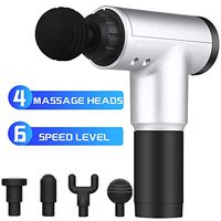 AN-FLY Professional Muscle Massage Gun, Powerful Handheld Deep Tissue Massager for Athletes Deep Relaxation, Percussion Neck Back Muscle with 6 Adjustable Speed Levels and 4 Massage Heads (Silver)