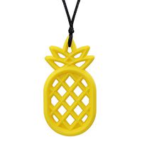 Sensory Chew Necklace for Boys and Girls - Oral Motor Aids Silicone Chewy Pendant Jewelry for Autism ADHD SPD Teething Biting with Special Needs Kids Adults - Pineapple Teether Toys (Yellow)
