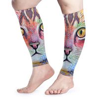 Calf Leg Compression Sleeve for Men Colorful Cats Athletic Pain Relief Wide Calf Guard UV Protection Arm Black