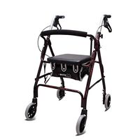 Drive Walking Aids 4 Wheels Foldable, Rollator Walker with Double Brake System, Medical Rolling Walker Height Adjustable Used for Seniors Walking,Red