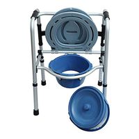 Bedside Commode Toilet Steel Medical Heavy Duty Bariatric Seat Safety Frame Folding Portable Shower Chair Potty Pail Lid for Seniors Disabled Recovery Patients