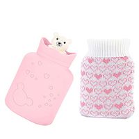 Hot Water Bottle Environmental Protection Silica Gel Cartoon Hot Water Bottle Mini Hand Warmers Water Injection Warm Baby Warm Water Bag,Pink